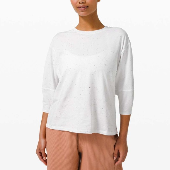 lululemon athletica Tops - Lululemon | LA 3/4 Oversized Sleeve Crewneck Shirt in Confetti Black White